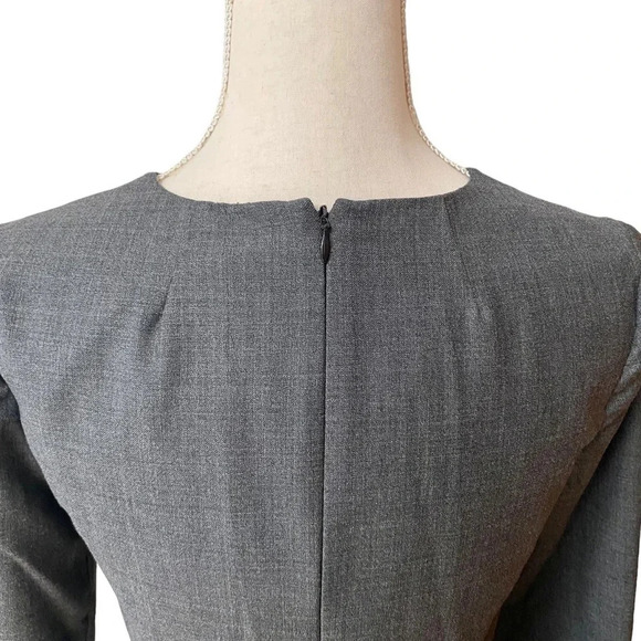 J. Crew Exeter Wool Dress Gray Black Velvet Bow Waist Fitted Size 2 - Picture 9 of 16